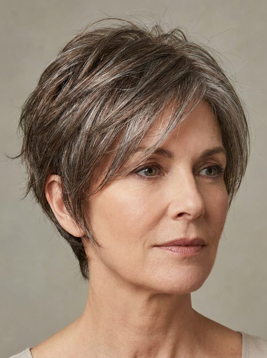 Textured Pixie mit Bewegung - Kurzhaarfrisur ab 60